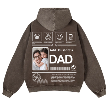 DAD Custom Casual Washed Hoodie wearishow