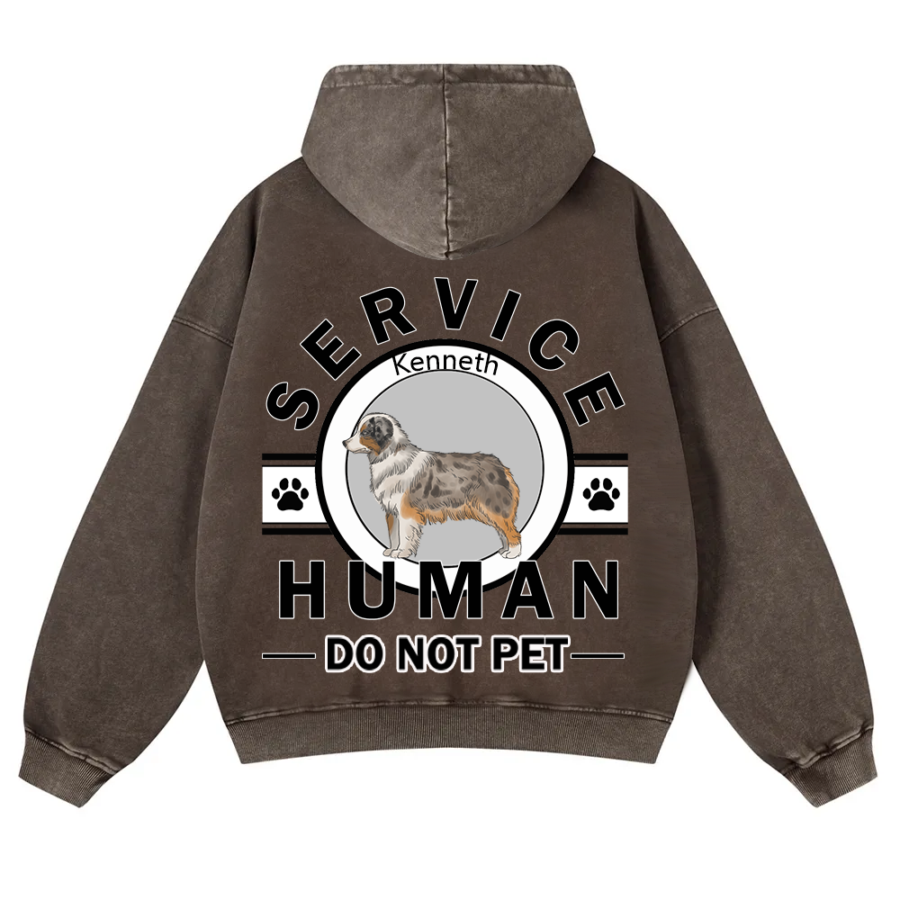 Service Human, Do Not Pet - Personalized Custom Unisex Washed Hoodie