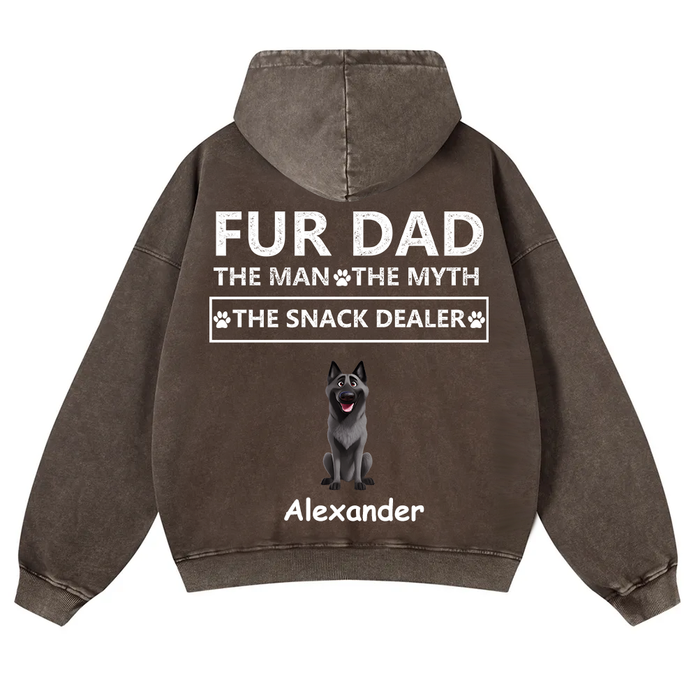 Fur Dad The Man The Myth The Snack Dealer - Personalized Custom Unisex Washed Hoodie