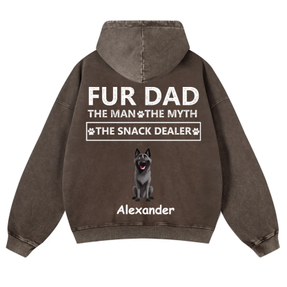 Fur Dad The Man The Myth The Snack Dealer - Personalized Custom Unisex Washed Hoodie