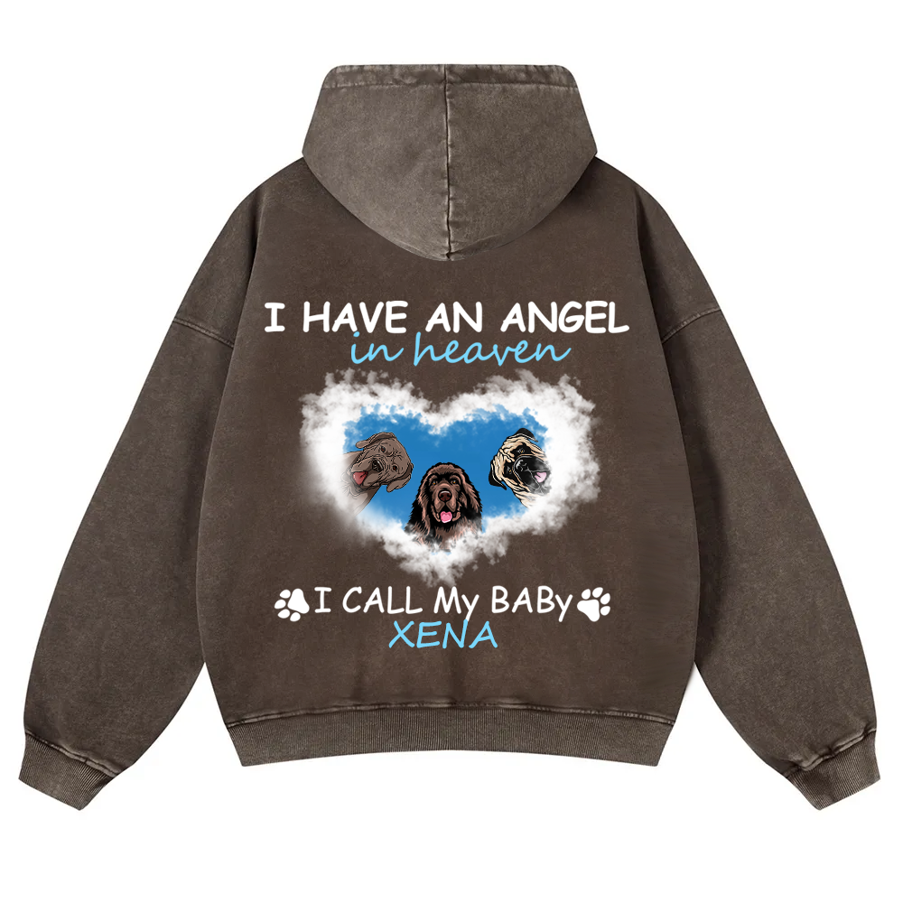 Have An Angel In Heaven - Personalized Custom Unisex Washed Hoodie wearishow