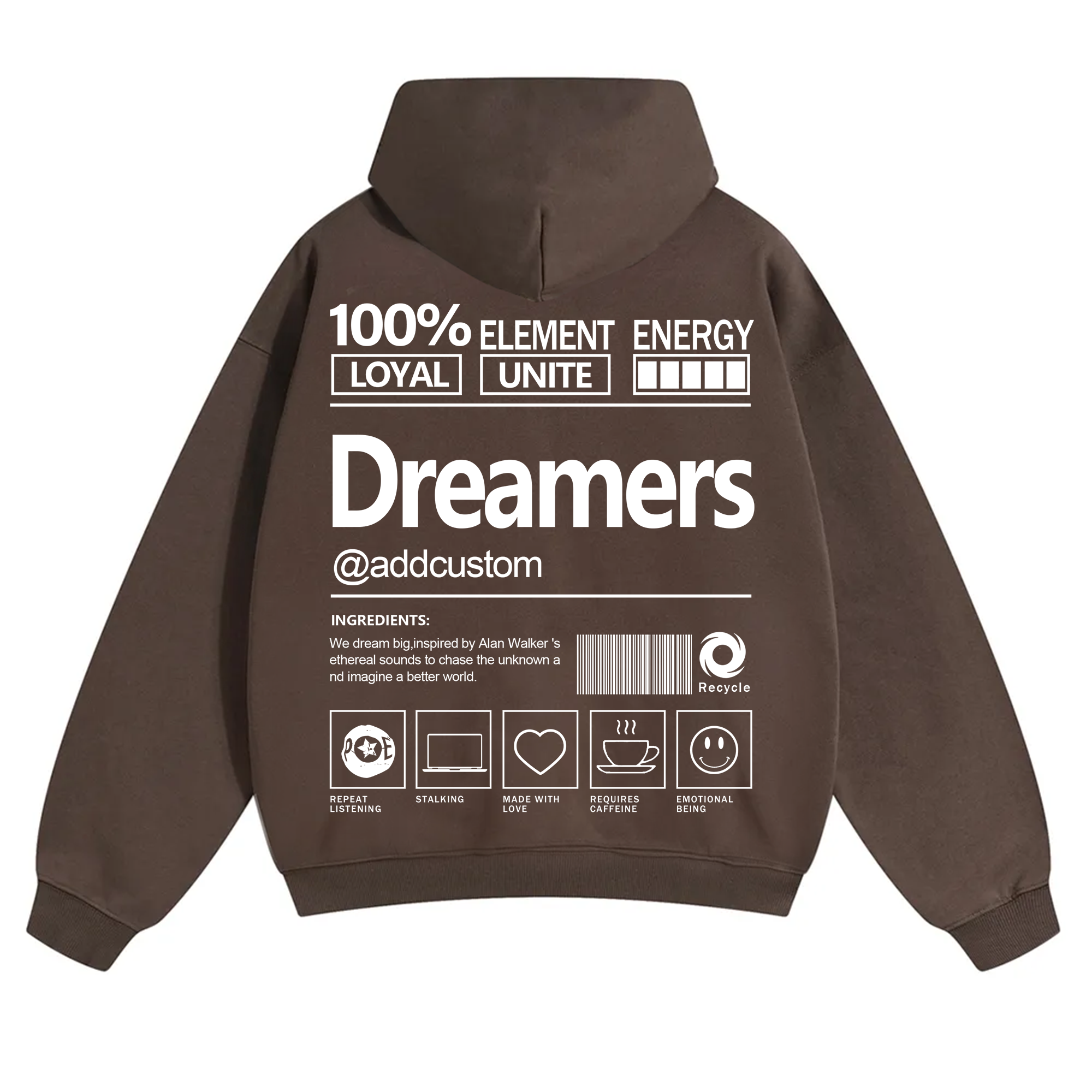 Dreamers Addcustom Unisex Fit Solid Color Hoodie