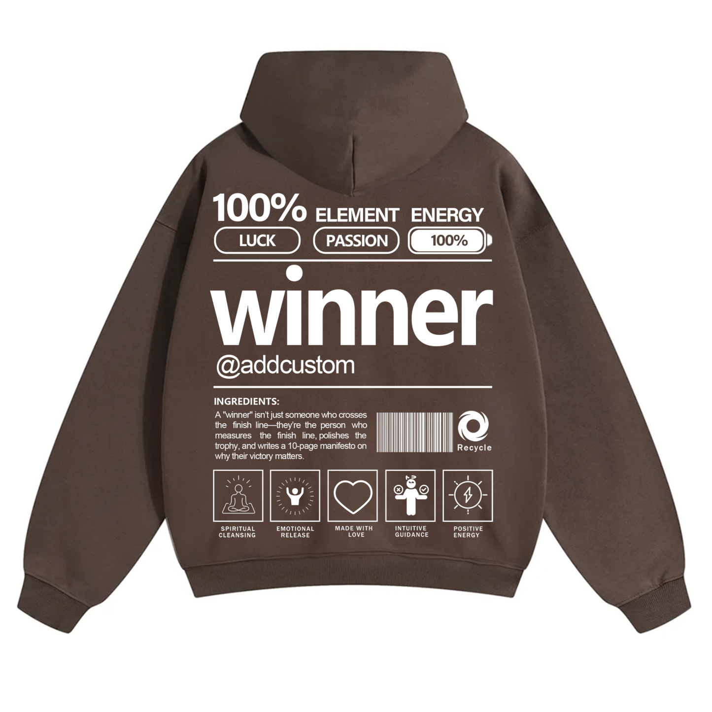 Winner Addcustom Unisex Fit Solid Color Hoodie