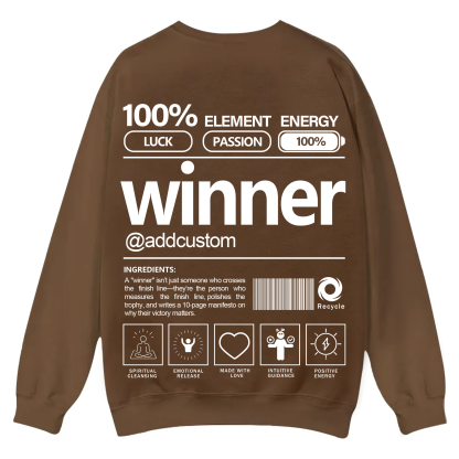 Winner Addcustom Unisex Fit Casual Crewneck Sweatshirt