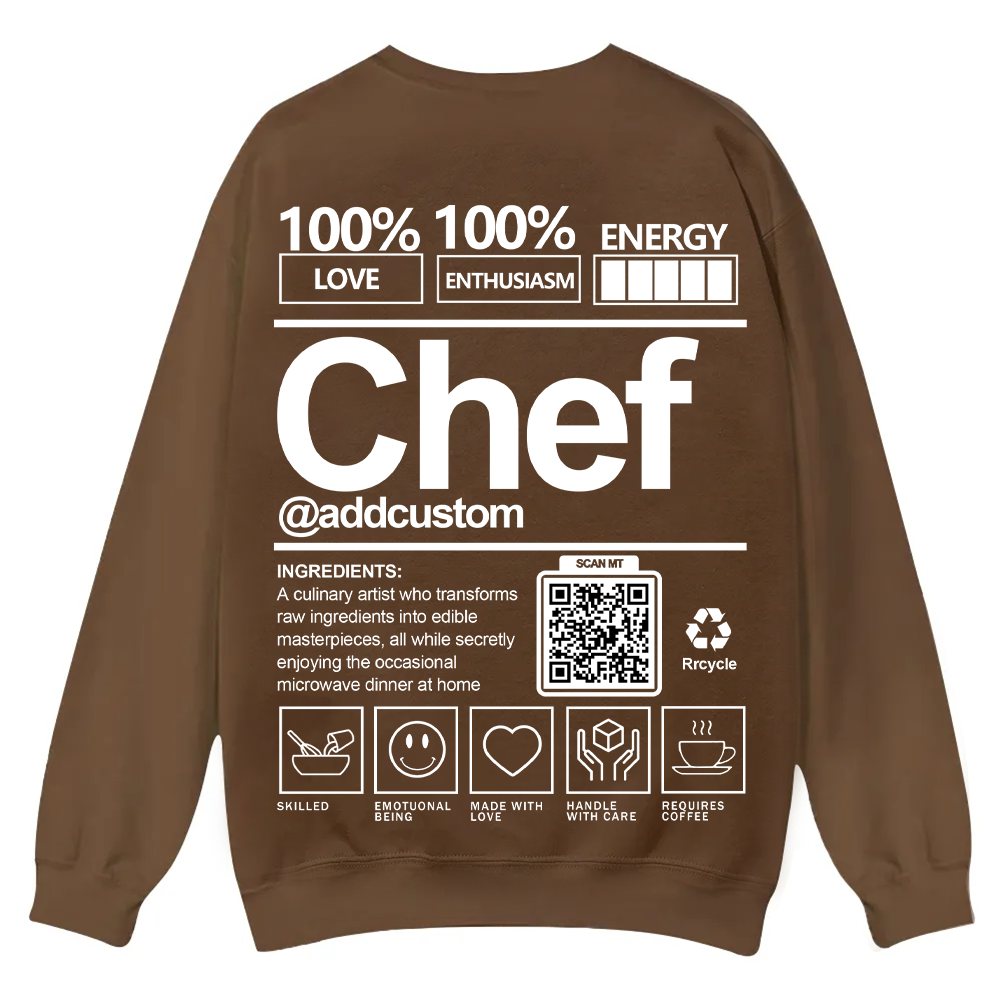 Chef Addcustom QR Code Casual Crewneck Sweatshirt