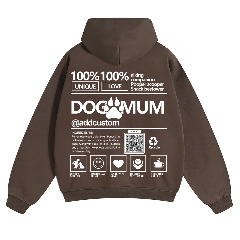 Dog Mum  Addcustom QR Code Name Solid Color Hoodie