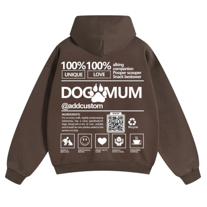 Dog Mum  Addcustom QR Code Name Solid Color Hoodie
