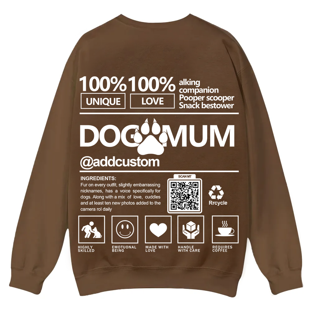Dog Mum  Addcustom QR Code Name Unisex Casual Crewneck Sweatshirt
