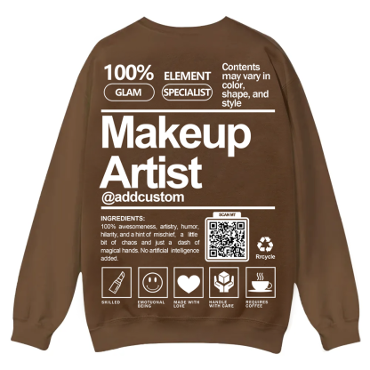 Wearishow Makeup Artist Addcustom QR Code Casual Crewneck Sweatshirt