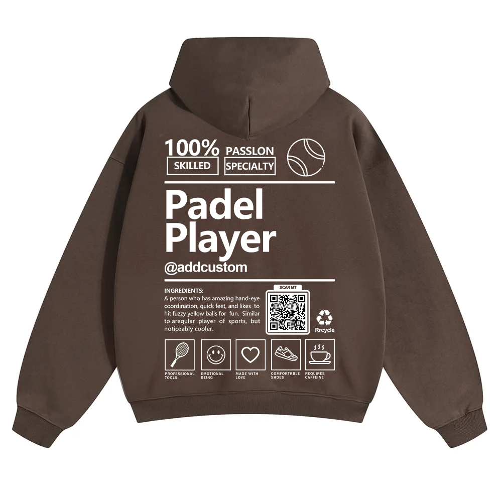Padel player Addcustom QR Code Solid Color Hoodie wearishow