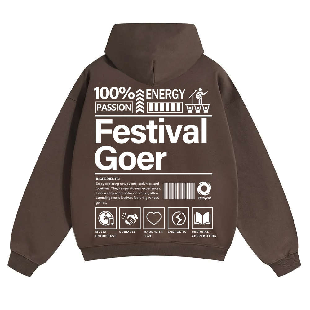 Festival Goer Solid Color Hoodie wearishow