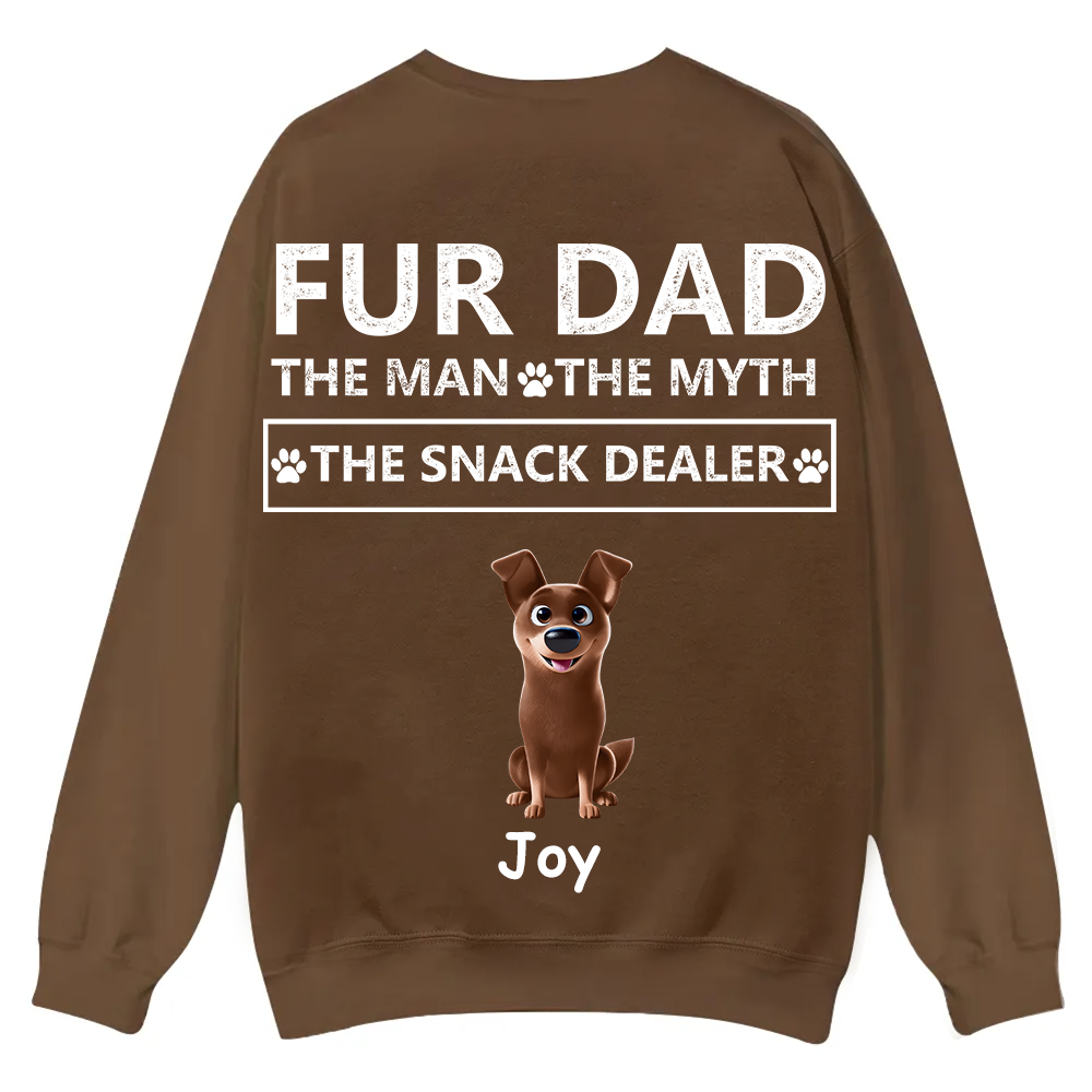 Fur Dad The Man The Myth The Snack Dealer - Personalized Custom Unisex Casual Crewneck Sweatshirt