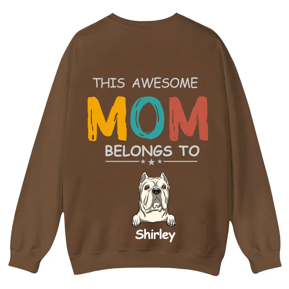 This Awesome Mom/Dad Belongs To - Personalized Custom Unisex Casual Crewneck Sweatshirt