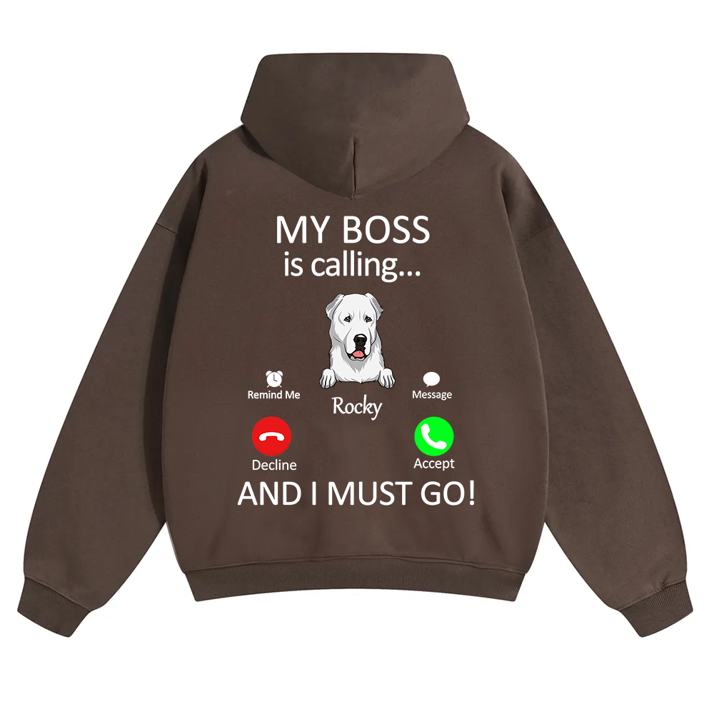 Dog Boss Calling - Personalized Custom Unisex Soild Color Hoodies wearishow
