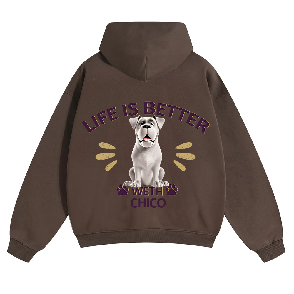 Better Life With My Dog - Personalized Custom Unisex Soild Color Hoodies wearishow