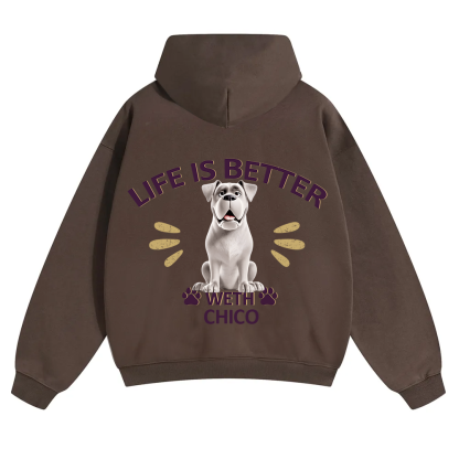 Better Life With My Dog - Personalized Custom Unisex Soild Color Hoodies wearishow
