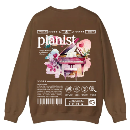 Pianist Casual Crewneck Sweatshirt wearishow