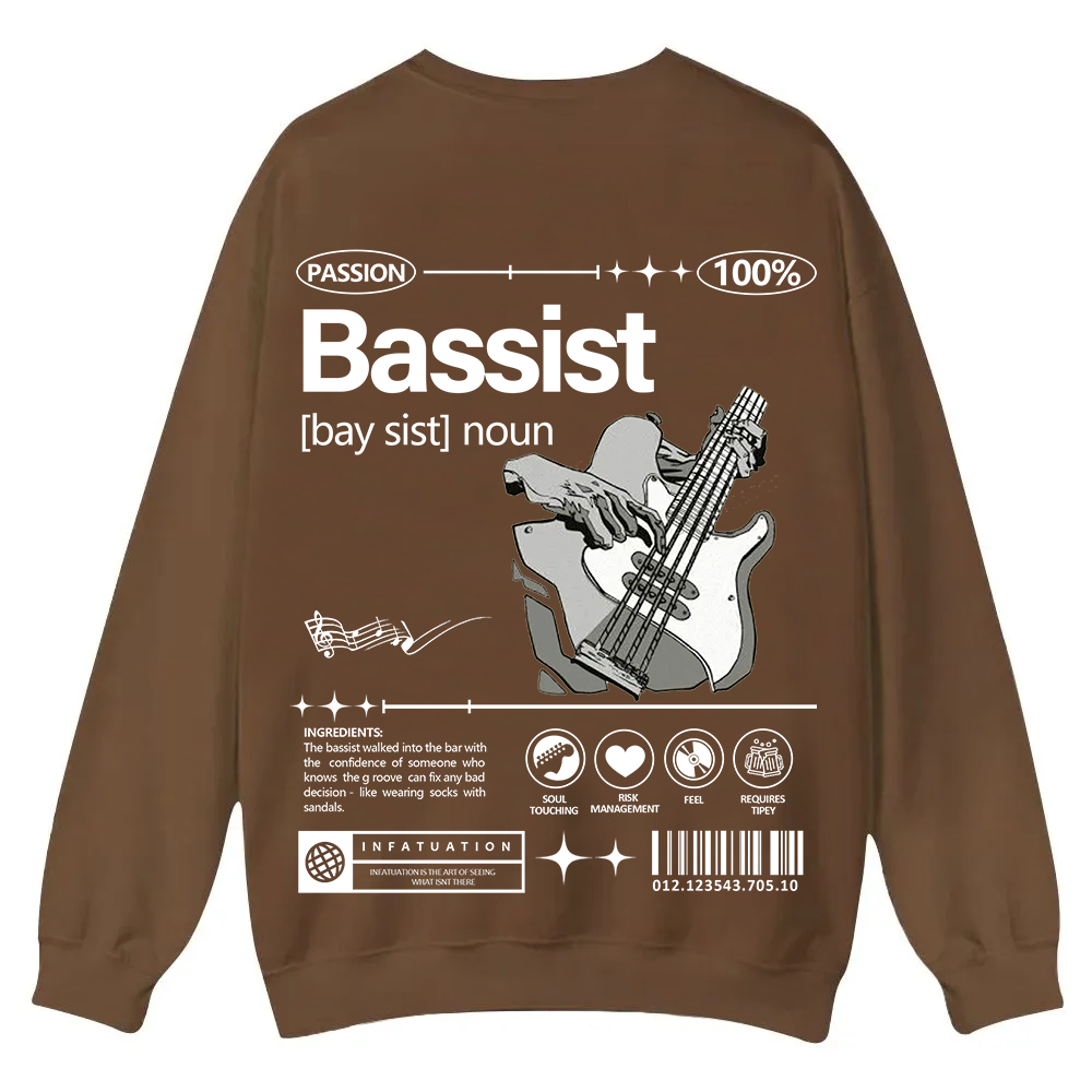 Bassist Casual Crewneck Sweatshirt wearishow