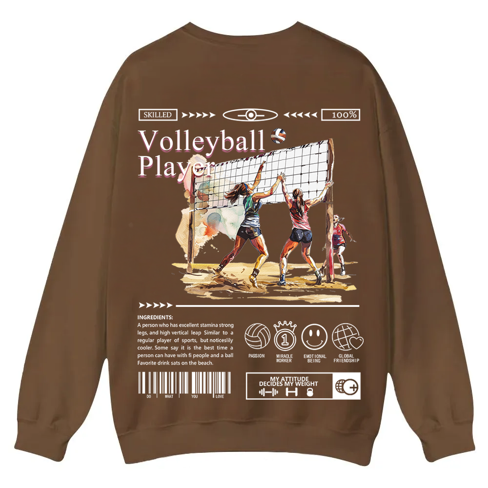Volleyball Player Casual Crewneck Sweatshirt wearishow