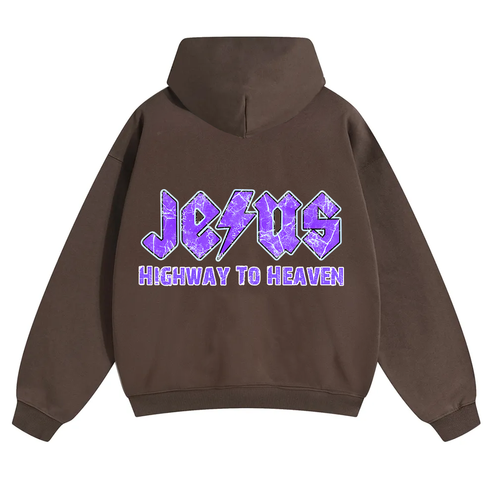 Jesus Highway To Heaven Unisex Solid Color Hoodie wearishow