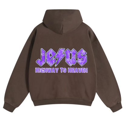 Jesus Highway To Heaven Unisex Solid Color Hoodie wearishow