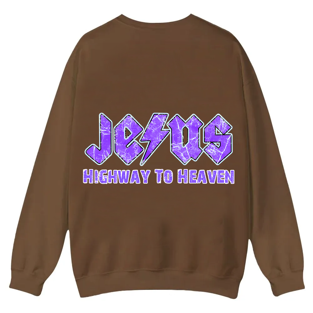 Jesus Highway To Heaven Casual Crewneck Sweatshirt wearishow
