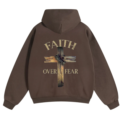 Faith Over Fear Cross Unisex Solid Color Hoodie wearishow