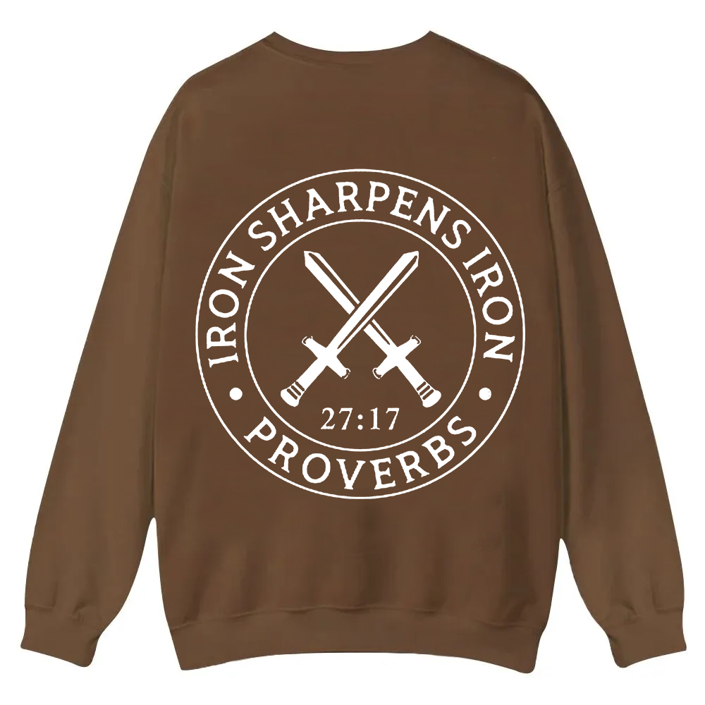 Iron Sharpens Iron PRVOERBS 27:17 Christian Casual Crewneck Sweatshirt wearishow