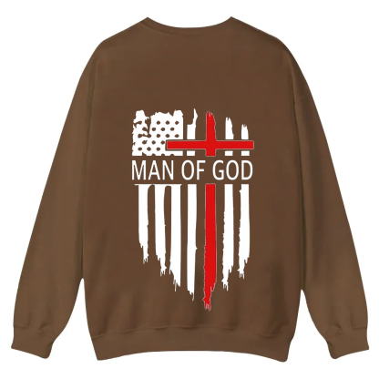 Man Of God Chrsitian Casual Crewneck Sweatshirt wearishow