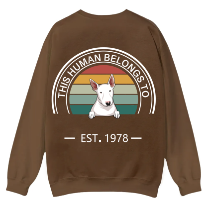 This Human Belongs To - Personalized Custom Unisex Casual Crewneck Sweatshirt