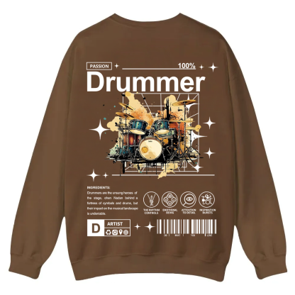 Drummer Casual Crewneck Sweatshirt wearishow