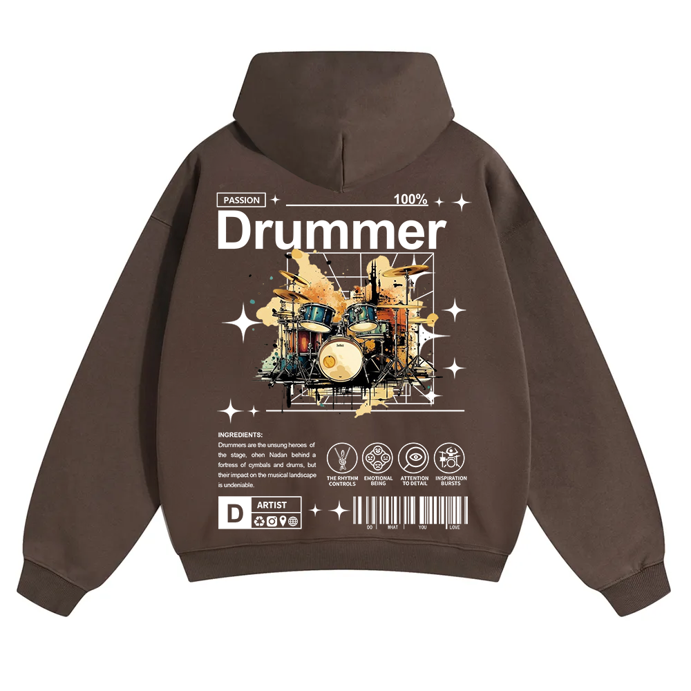 Drummer Unisex Solid Color Hoodie wearishow