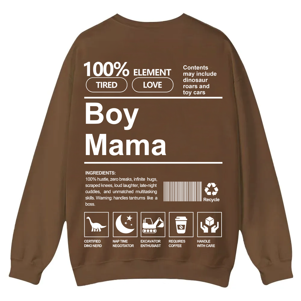 Boy Mama Casual Crewneck Sweatshirt wearishow