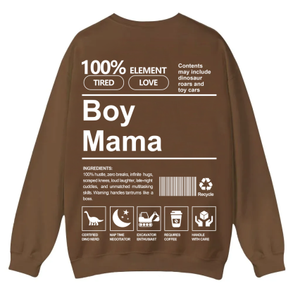 Boy Mama Casual Crewneck Sweatshirt wearishow