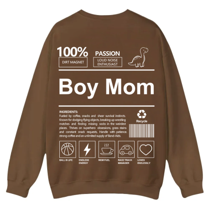 Boy Mom Casual Crewneck Sweatshirt wearishow