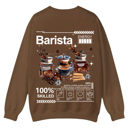 Barista Casual Crewneck Sweatshirt wearishow