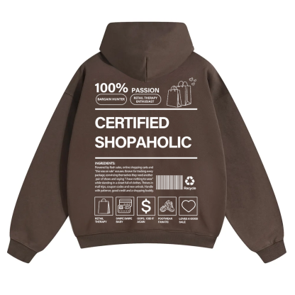 Certified Shopaholic Unisex Solid Color Hoodie wearishow