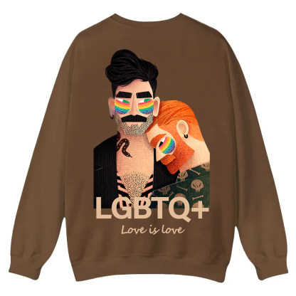 Lgbtq+ Love Is Love Casual Crewneck Sweatshirt wearishow