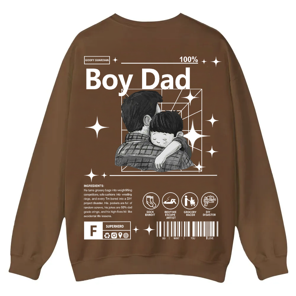 Boy Dad Casual Crewneck Sweatshirt wearishow