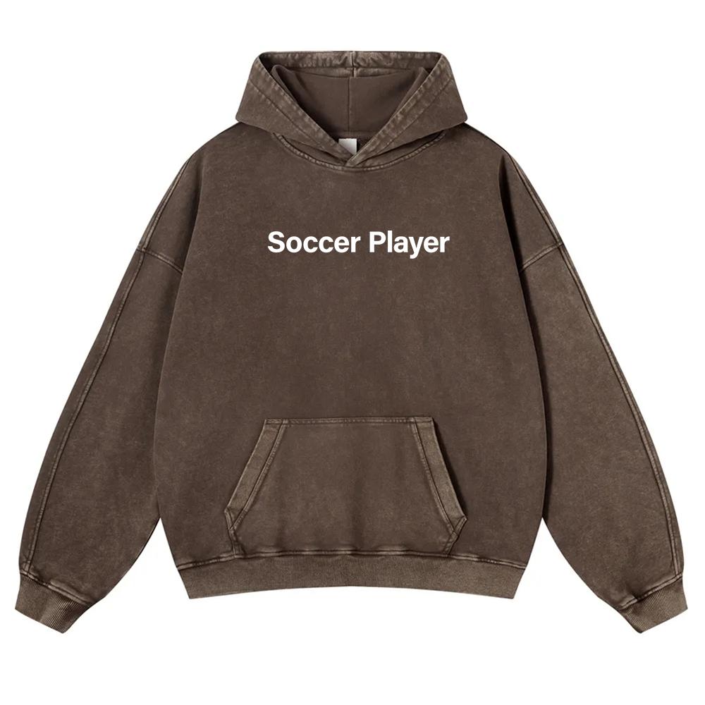 Soccer Player Casual Washed Hoodie wearishow