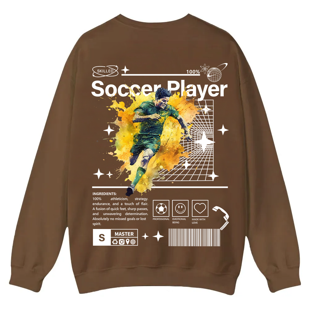 Soccer Player Casual Crewneck Sweatshirt wearishow
