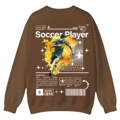 Soccer Player Casual Crewneck Sweatshirt wearishow