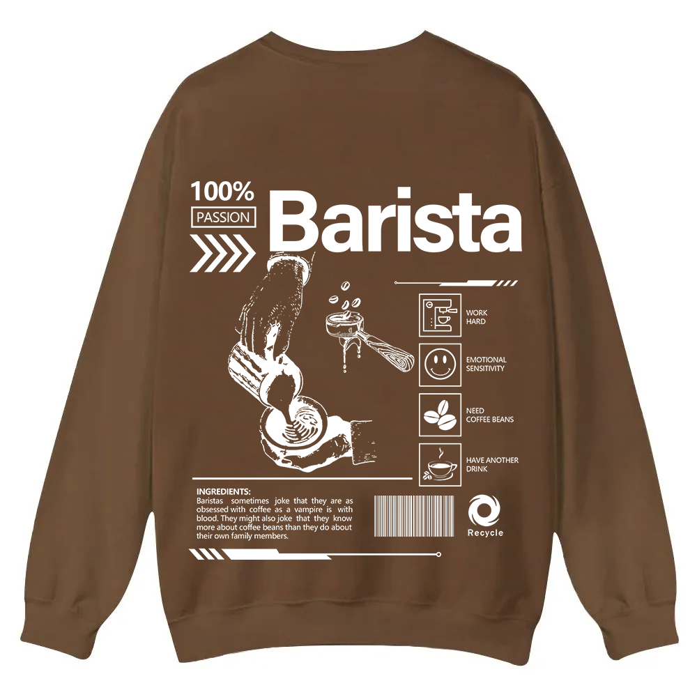 Barista Casual Crewneck Sweatshirt wearishow
