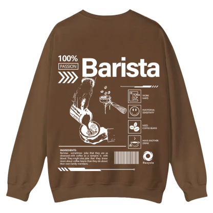 Barista Casual Crewneck Sweatshirt wearishow