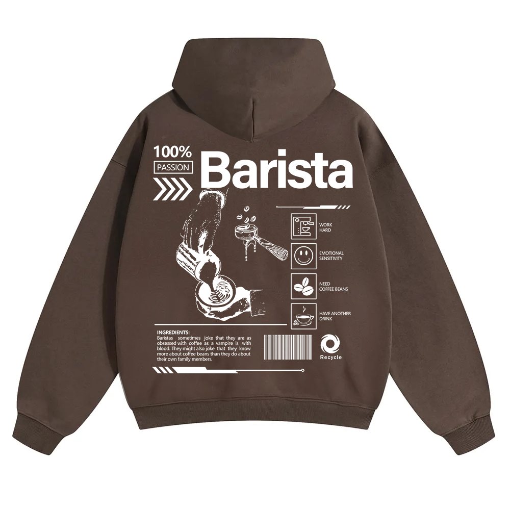 Barista Unisex Solid Color Hoodie wearishow