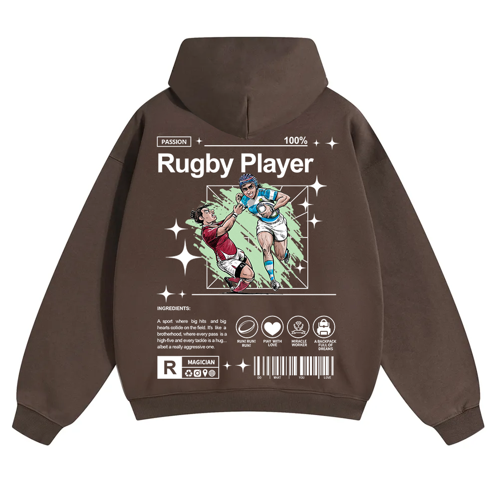 Rugby Player Unisex Solid Color Hoodie wearishow