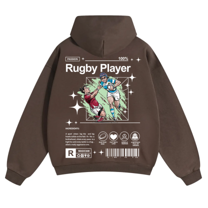 Rugby Player Unisex Solid Color Hoodie wearishow