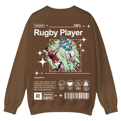 Rugby Player Casual Crewneck Sweatshirt wearishow