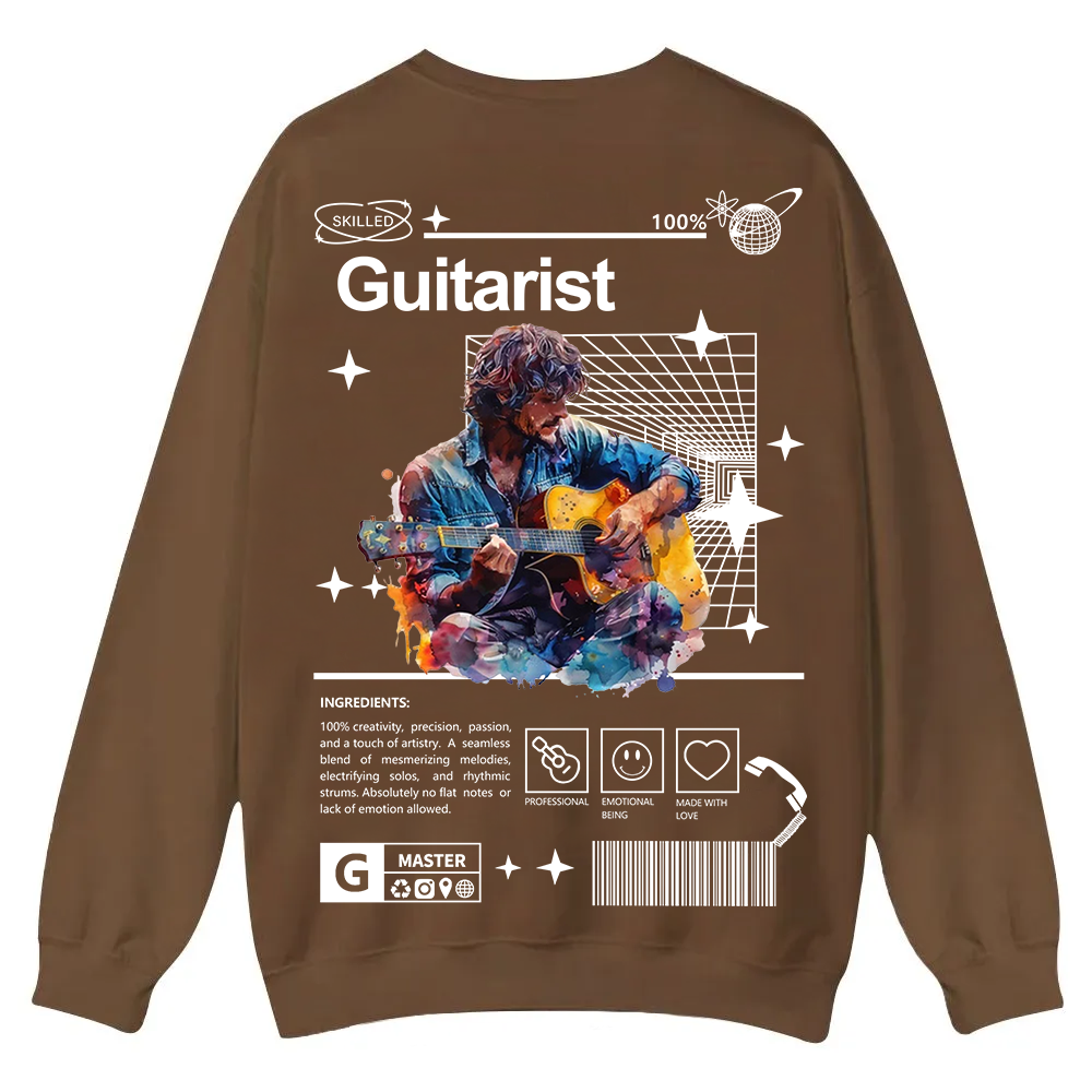 Guitarist Casual Crewneck Sweatshirt wearishow