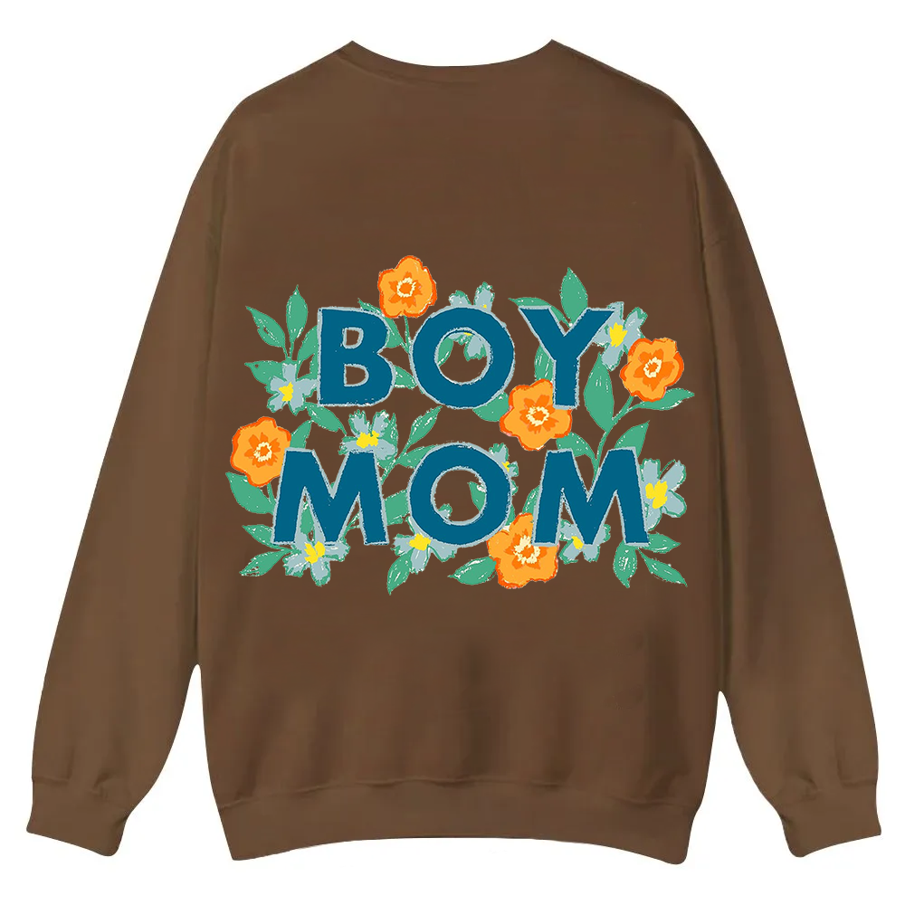 Boy Mom Casual Crewneck Sweatshirt wearishow